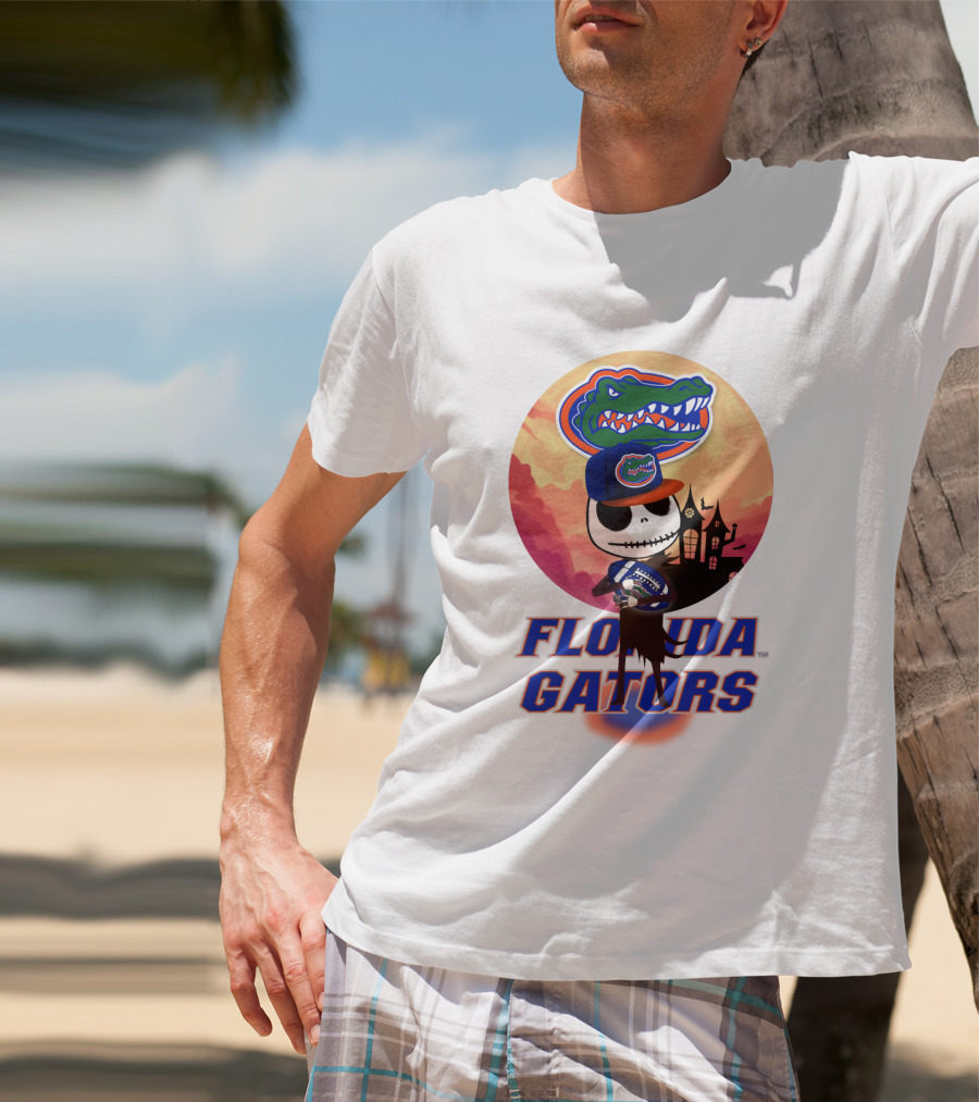 Florida Gators Jack Skellington Sunset Scene T-Shirt
