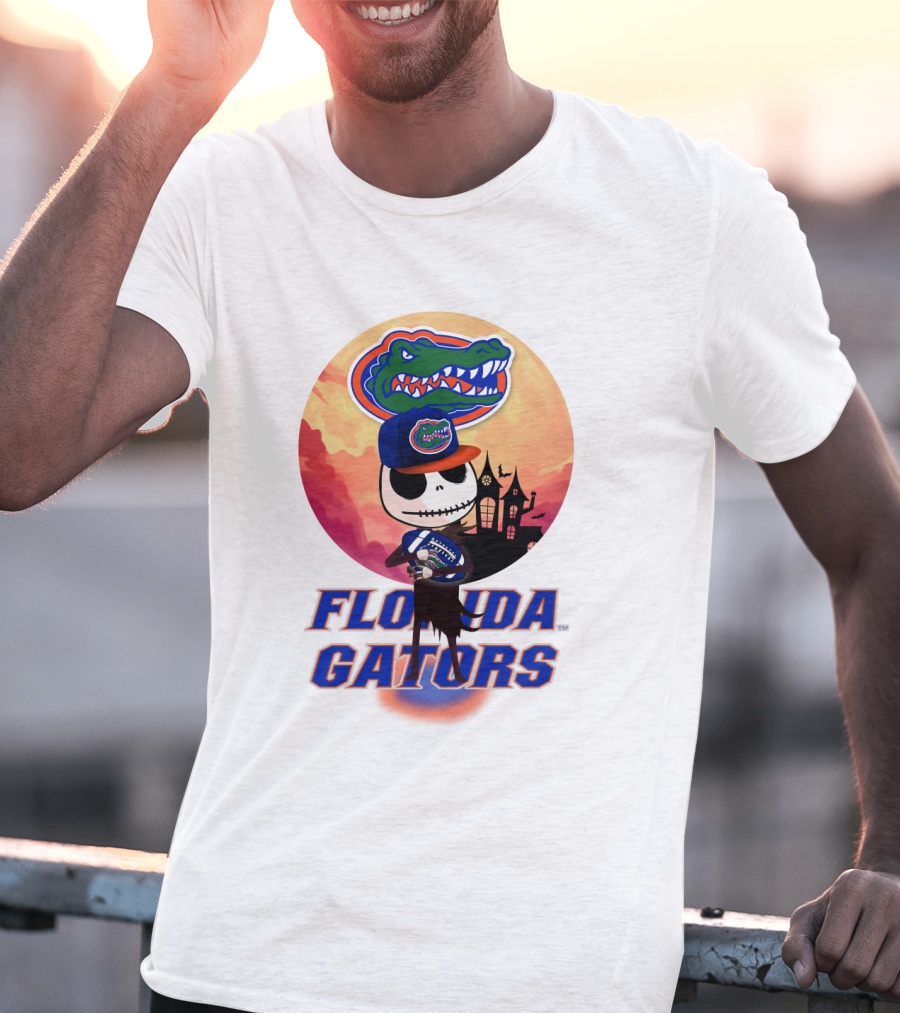 Florida Gators Jack Skellington Sunset Scene T-Shirt