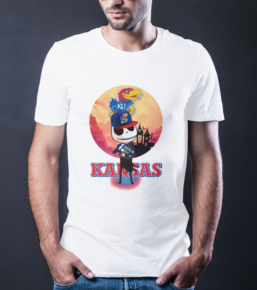 Kansas Jayhawks Jack Skellington Halloween Fan Gear T-Shirt