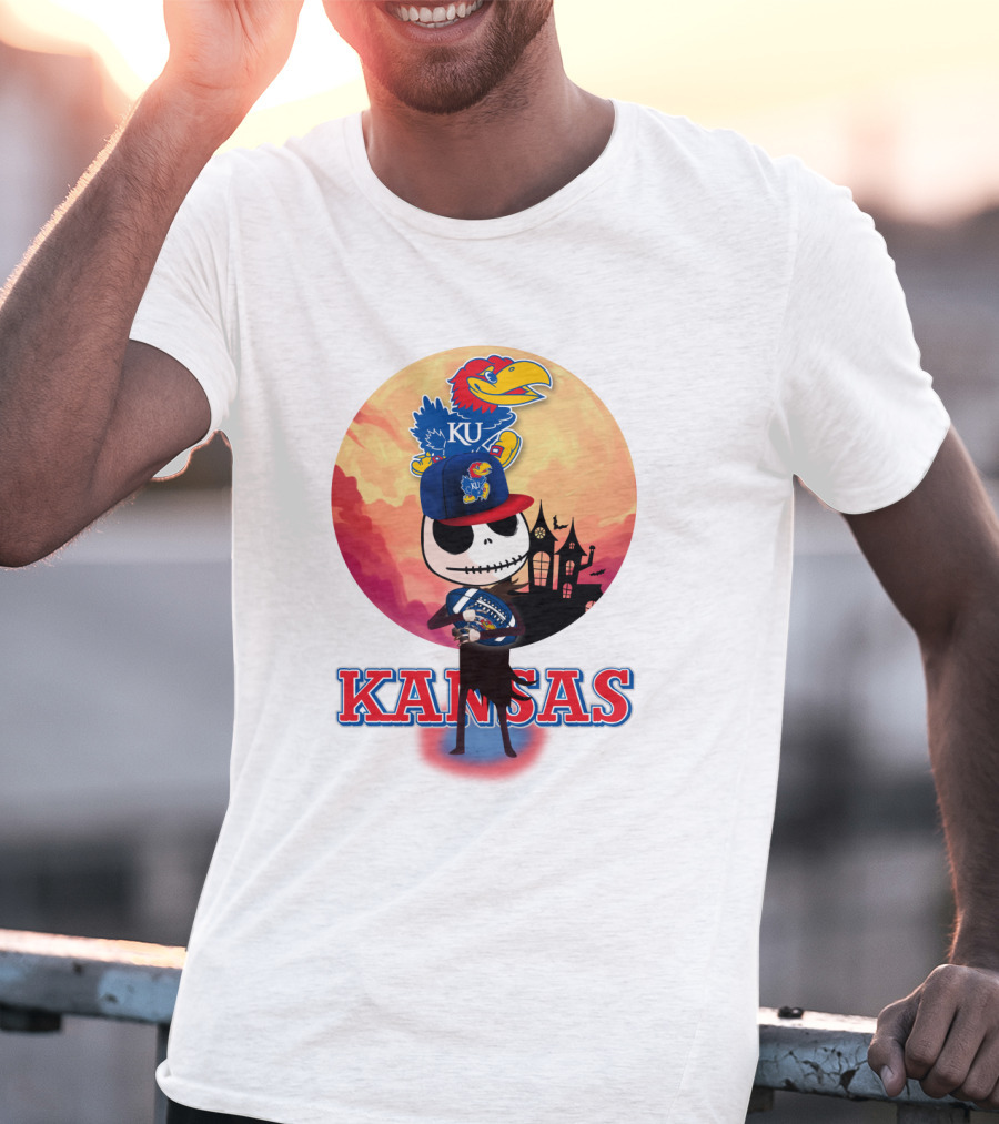 Kansas Jayhawks Jack Skellington Halloween Fan Gear T-Shirt