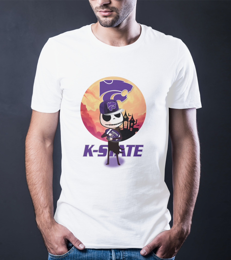 K-State Wildcats Jack-O-Lantern Halloween Sunset Scene T-Shirt