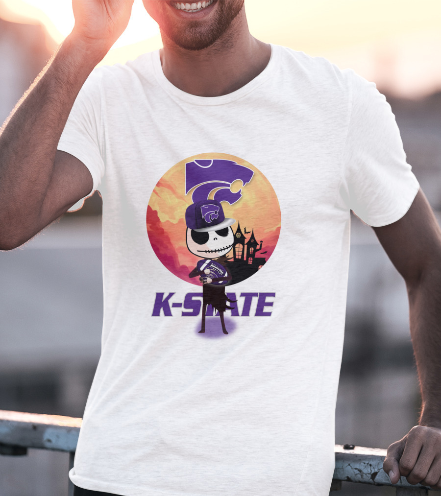 K-State Wildcats Jack-O-Lantern Halloween Sunset Scene T-Shirt