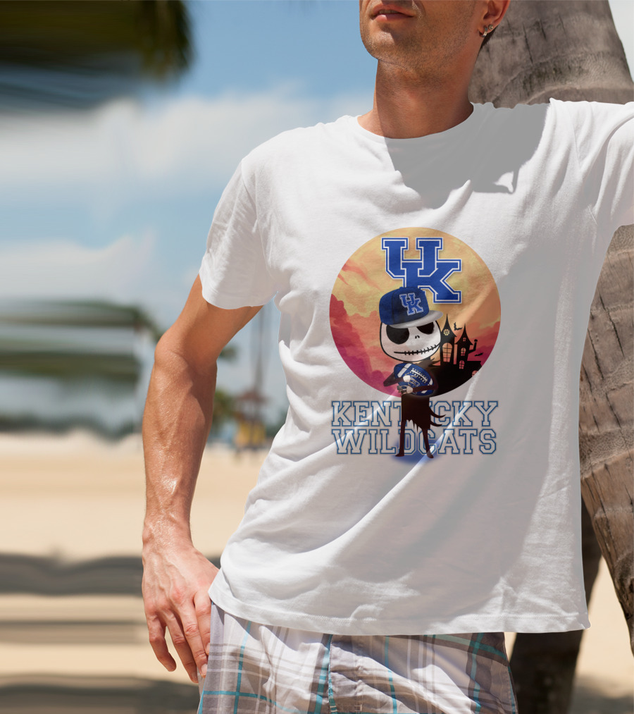 Kentucky Wildcats Skeleton With Uk Logo And Spooky T-Shirt