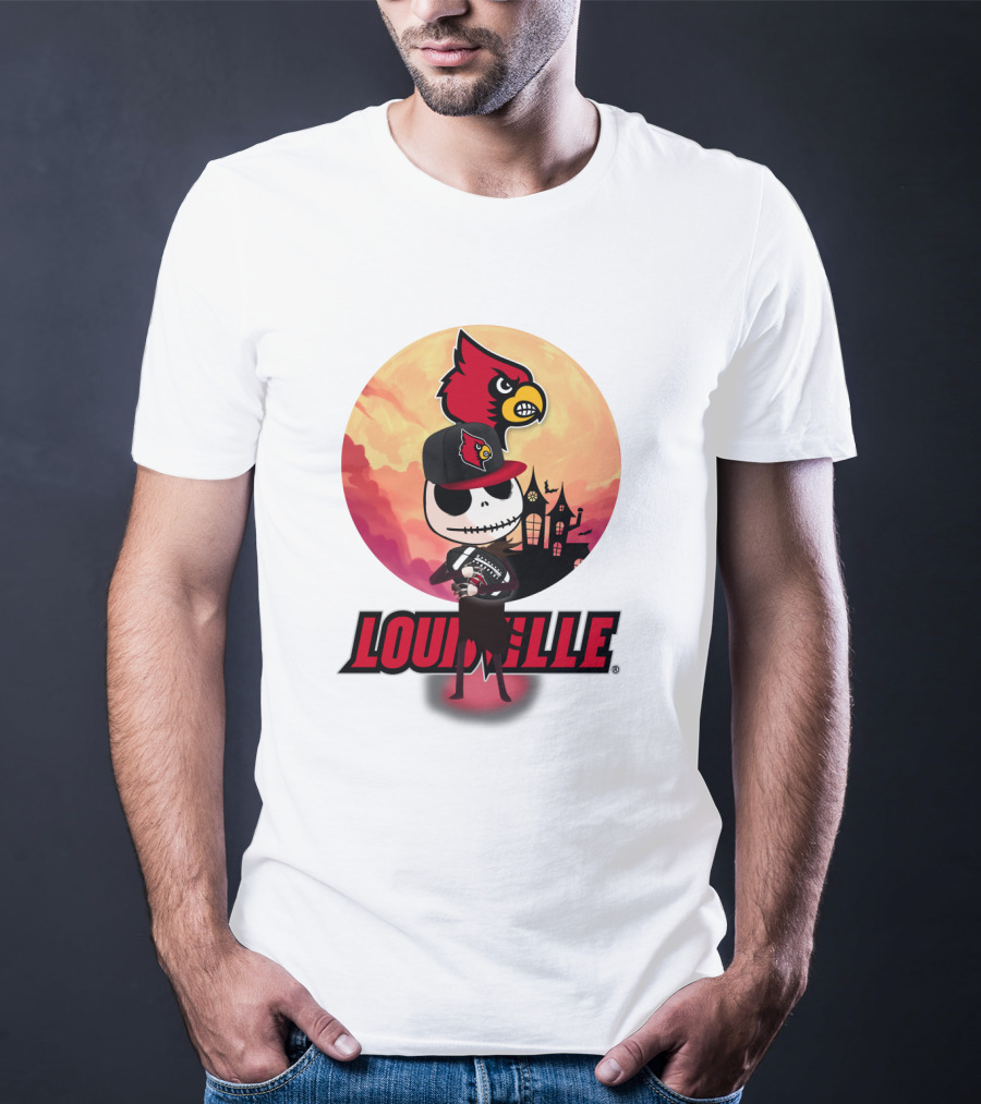 Louisville Cardinals Jack-O-Lantern Halloween Crossover Nightmare Before Christmas T-Shirt