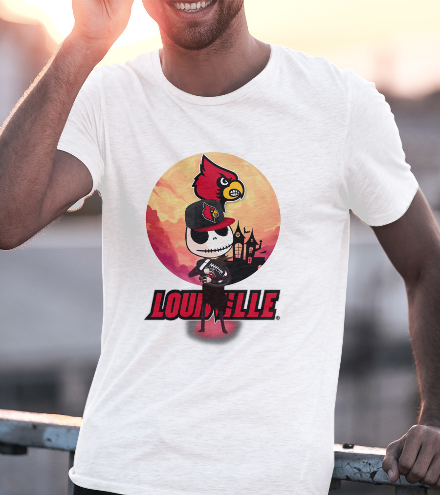 Louisville Cardinals Jack-O-Lantern Halloween Crossover Nightmare Before Christmas T-Shirt