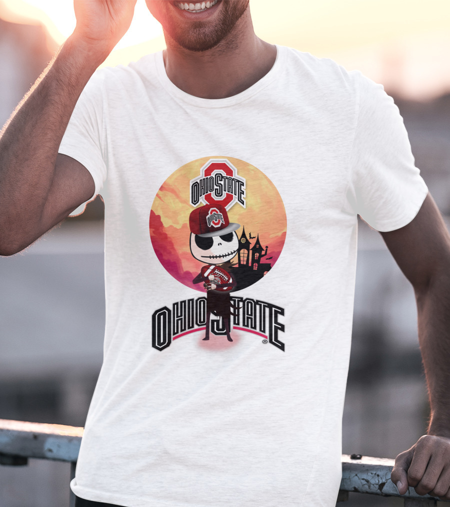Ohio State Skeleton Character With Hat And Scarf T-Shirt