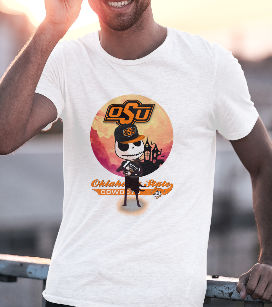 Osu Oklahoma State Cowboys Halloween Character Football T-Shirt