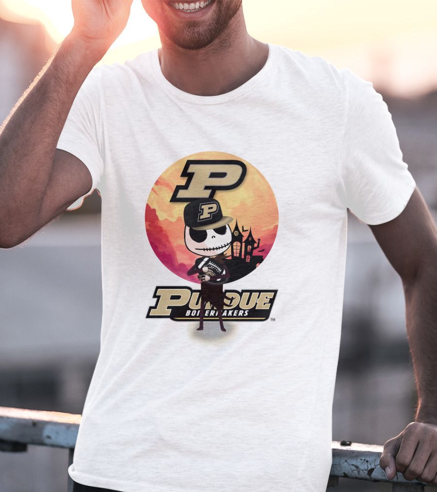 Purdue Boilermakers Skeleton Football Halloween T-Shirt
