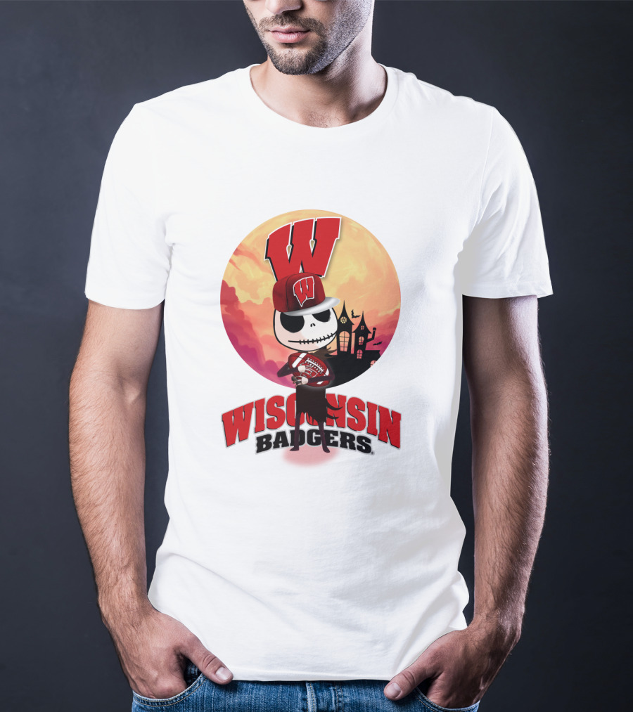 Wisconsin Badgers Halloween Skeleton T-Shirt