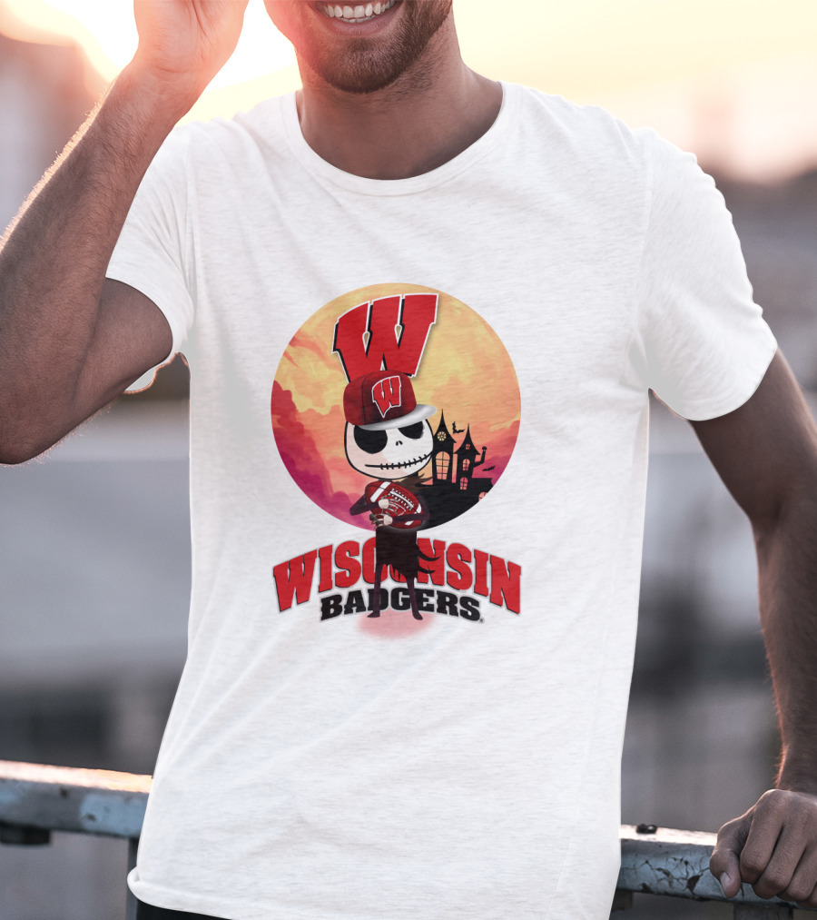 Wisconsin Badgers Halloween Skeleton T-Shirt