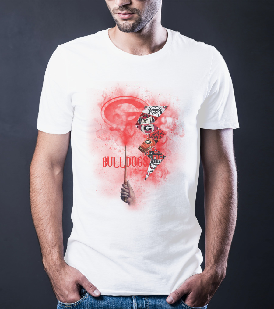 Georgia Bulldogs Logo 60 Dawgs Hand Holding Red Smoke Wand T-Shirt