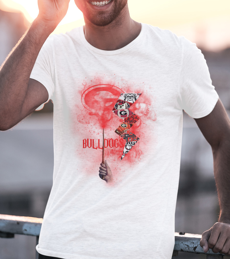 Georgia Bulldogs Logo 60 Dawgs Hand Holding Red Smoke Wand T-Shirt