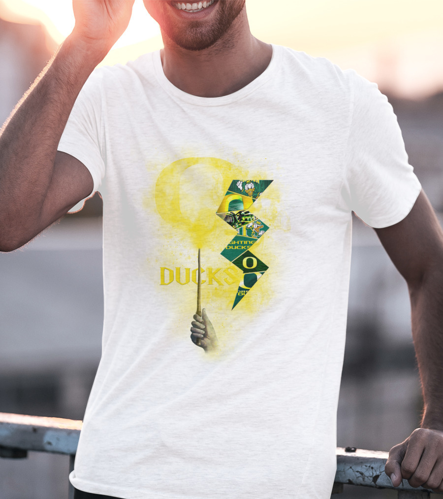 Oregon Ducks Lightning Bolt Logo Collage T-Shirt