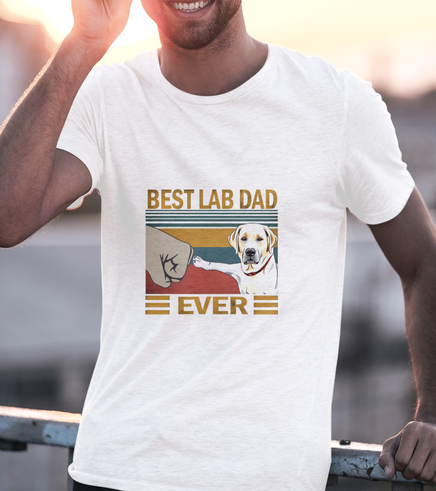 Best Lab Dad Ever Fist Bump With Yellow Labrador Retriever T-Shirt