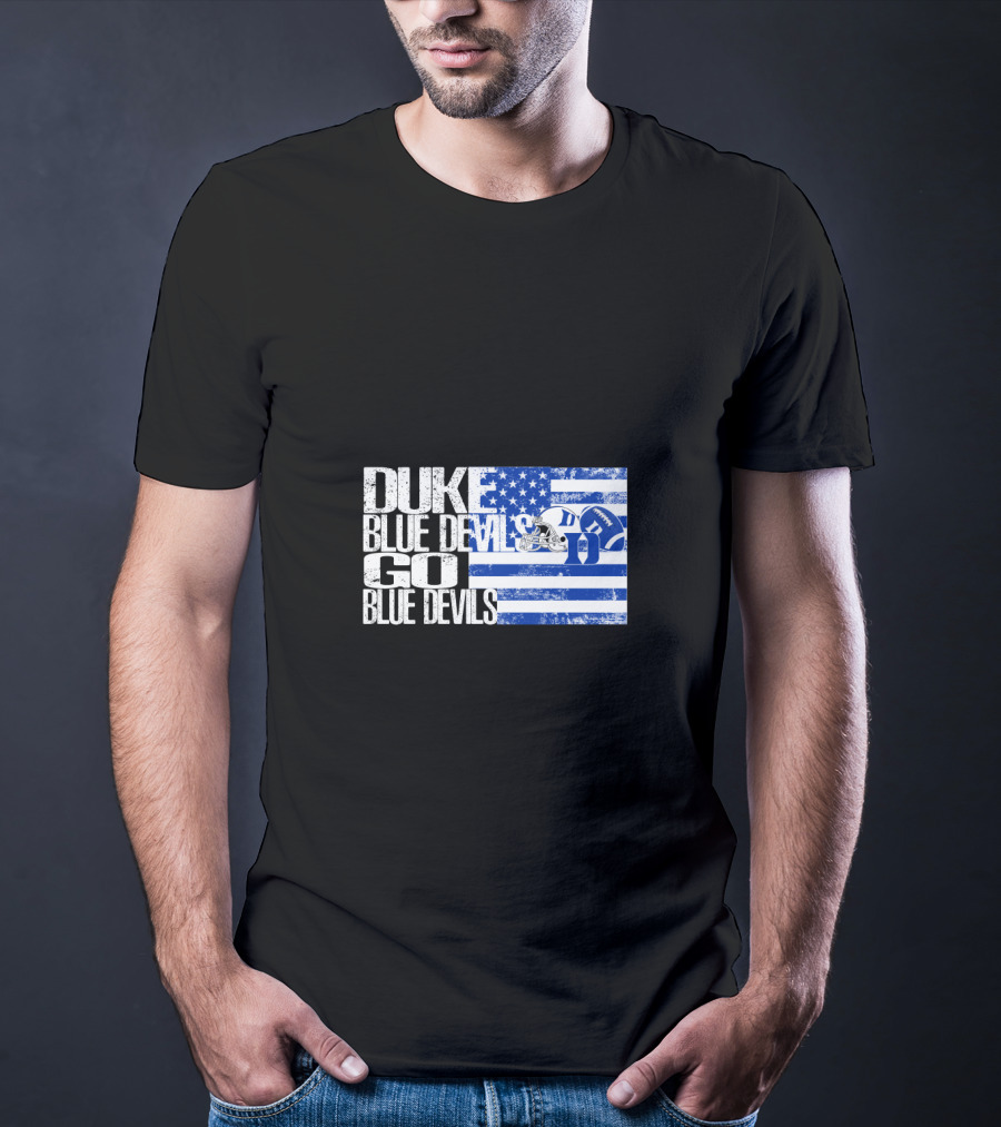 Duke Blue Devils Go Blue Devils Usa Flag Football Helmet T-Shirt