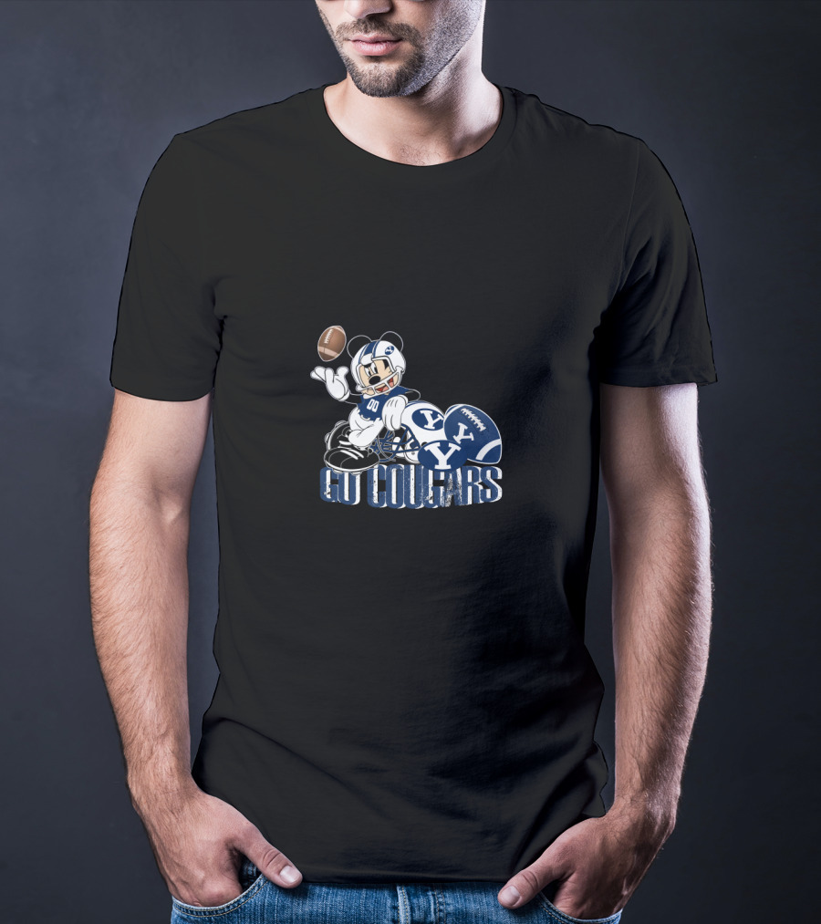 Go Cougars Football Mickey Byu Fan Gear T-Shirt