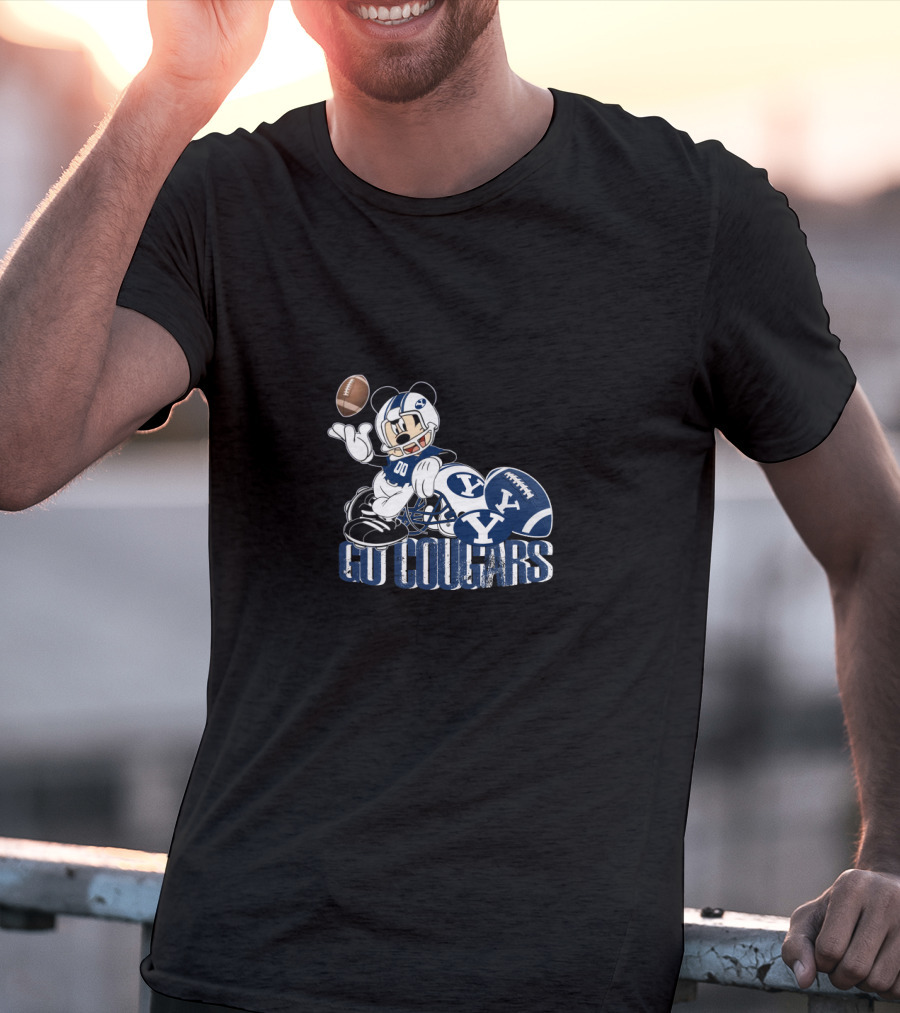Go Cougars Football Mickey Byu Fan Gear T-Shirt
