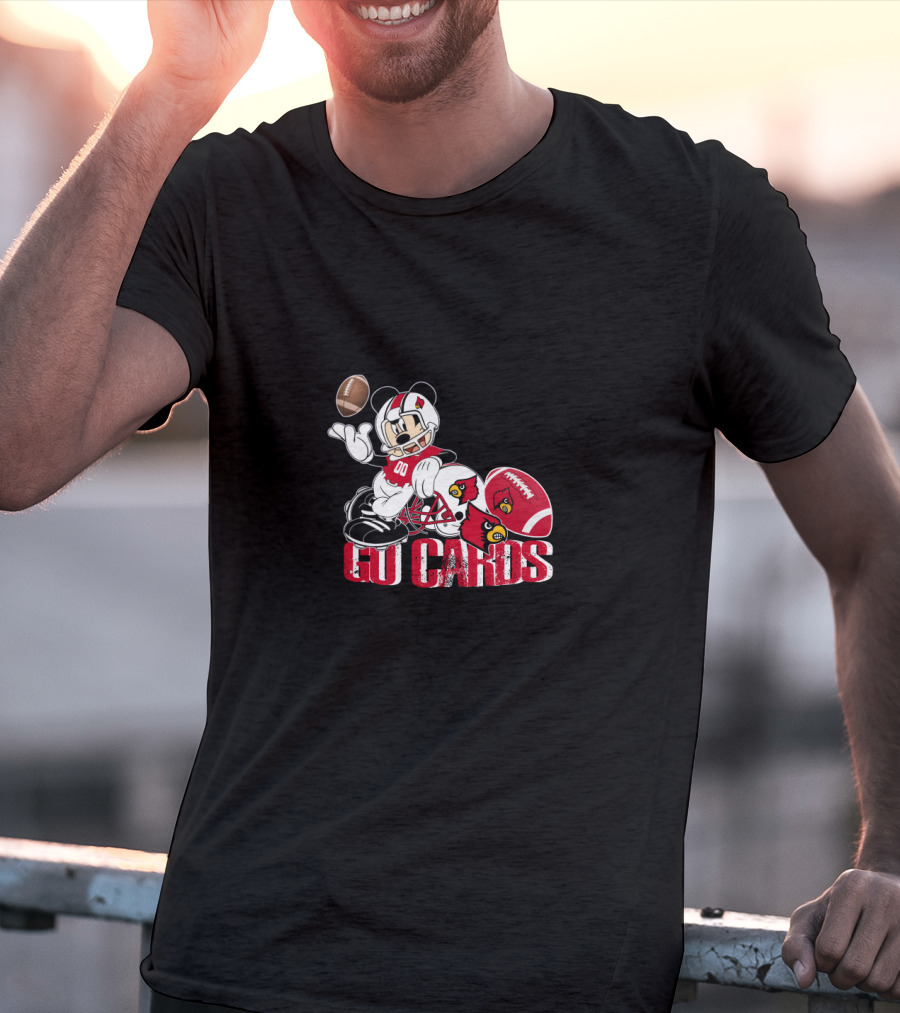 Mickey Mouse Football Go Cards Louisville Cardinals Chtnca8013 T-Shirt