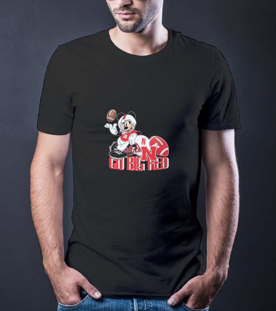 Go Big Red Nebraska Mickey Football T-Shirt