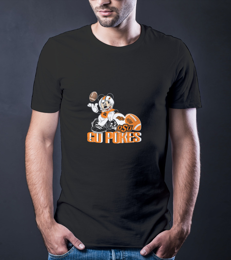 Osu Cowboys Mascot With Football Go Pokes T-Shirt