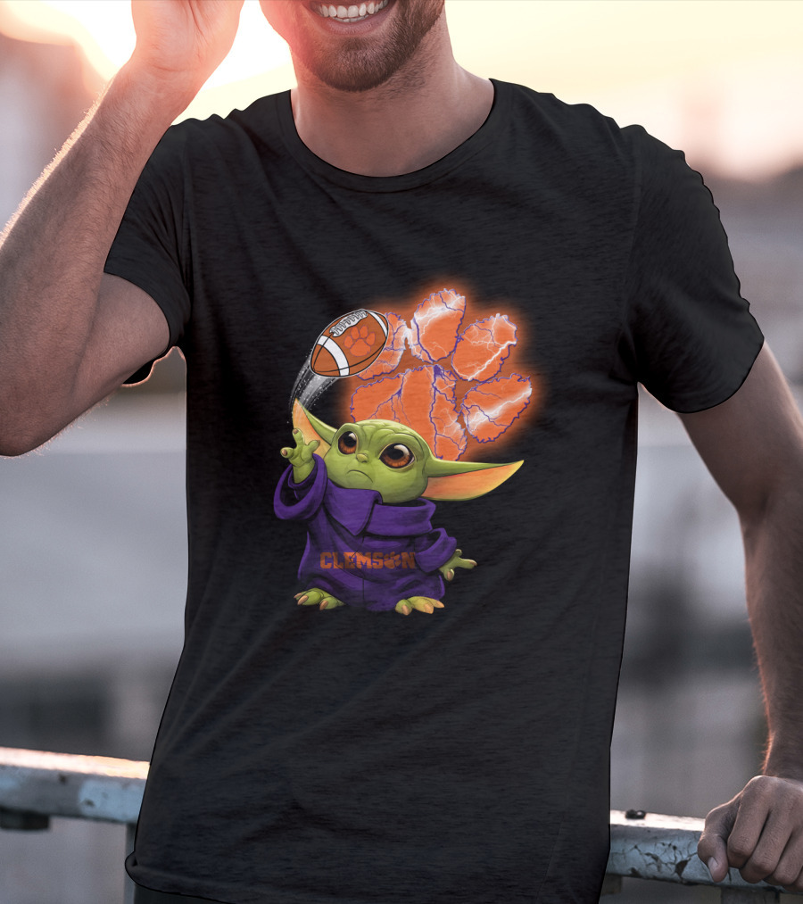 Clemson Football Paw And Baby Alien Character T-Shirt