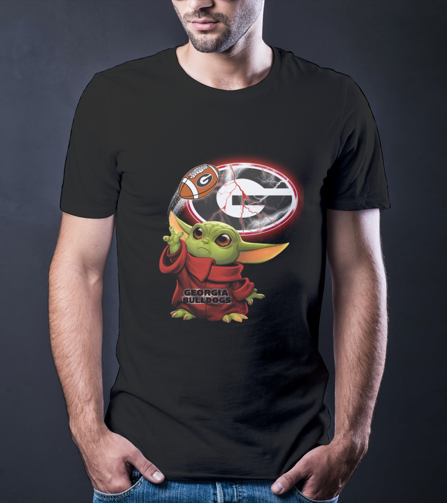 Georgia Bulldogs Football Baby Yoda Magic Force T-Shirt