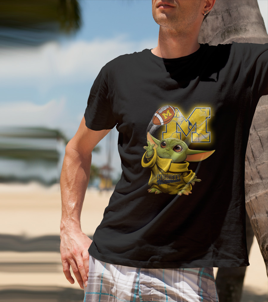 Michigan Wolverines Yoda Style Football Fan Craze T-Shirt