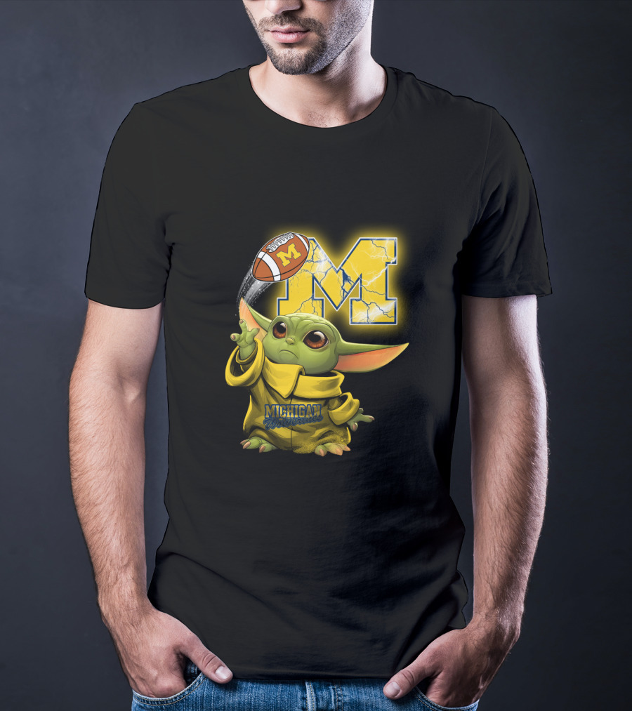 Michigan Wolverines Yoda Style Football Fan Craze T-Shirt