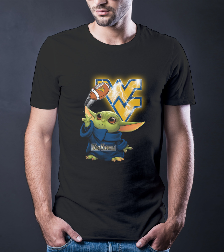 West Virginia Football Baby Alien With Wv Logo And Lightning T-Shirt