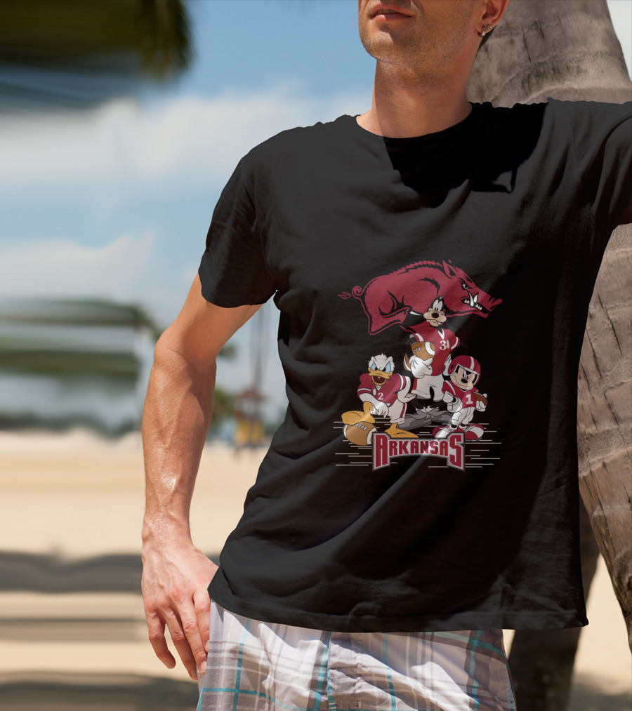 Arkansas Razorbacks Football Disney Characters T-Shirt