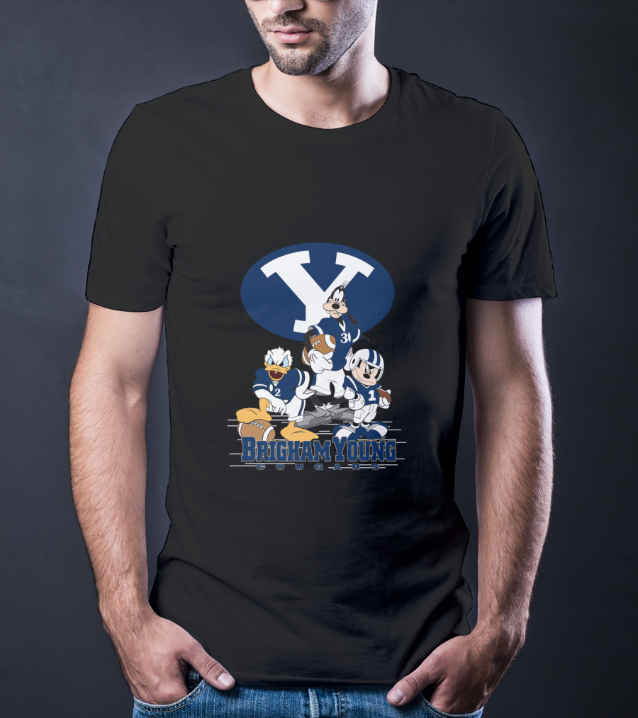 Brigham Young Cougars Mickey Donald Goofy Football Team T-Shirt