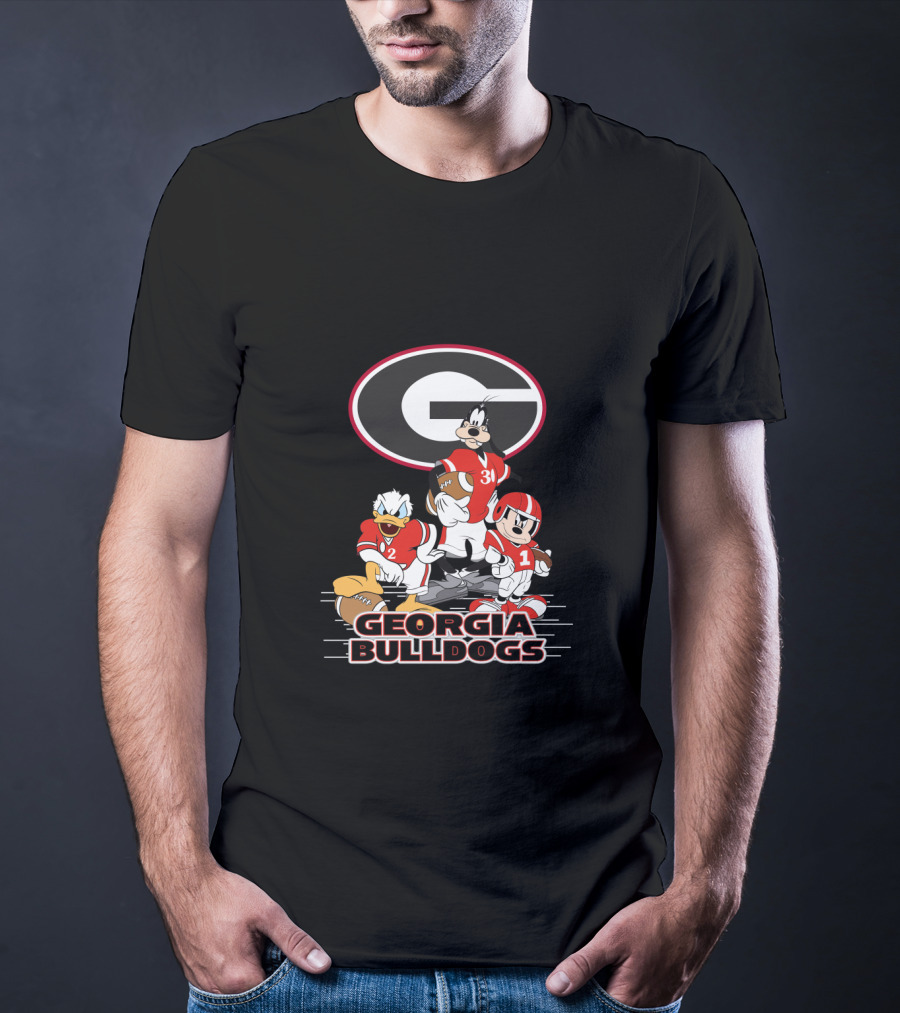 Georgia Bulldogs Disney Characters Football Collaboration T-Shirt