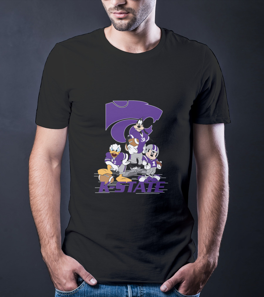 K-State Wildcats Football Characters With Ksu Powercat Logo Chtnca10009 T-Shirt