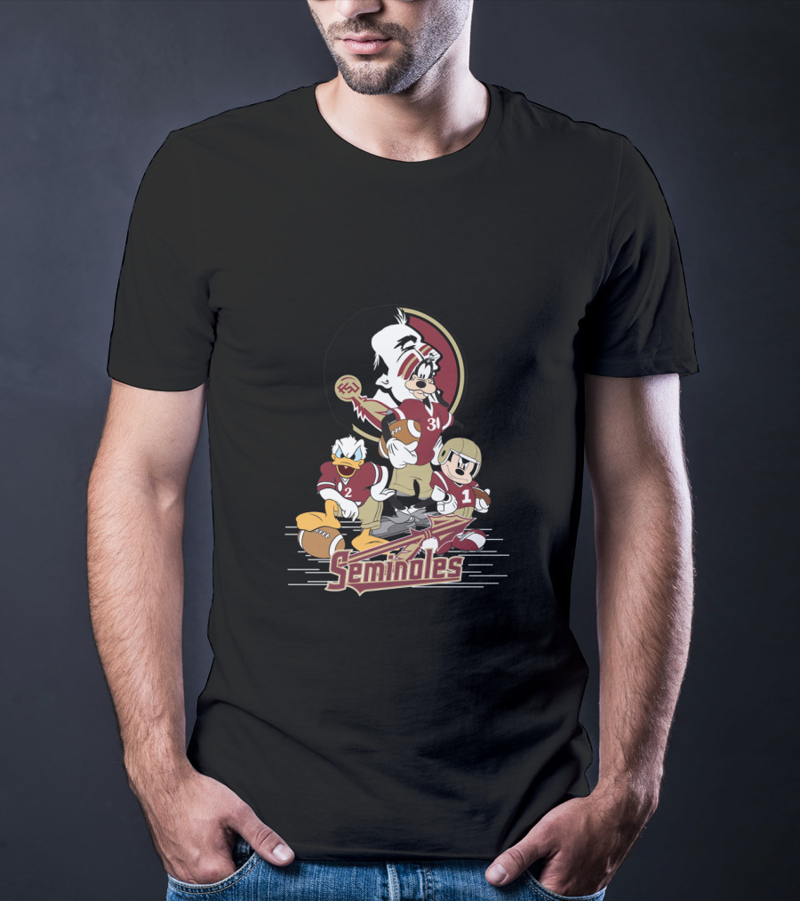 Seminoles Florida State Inspired Character Trio With Football Theme T-Shirt
