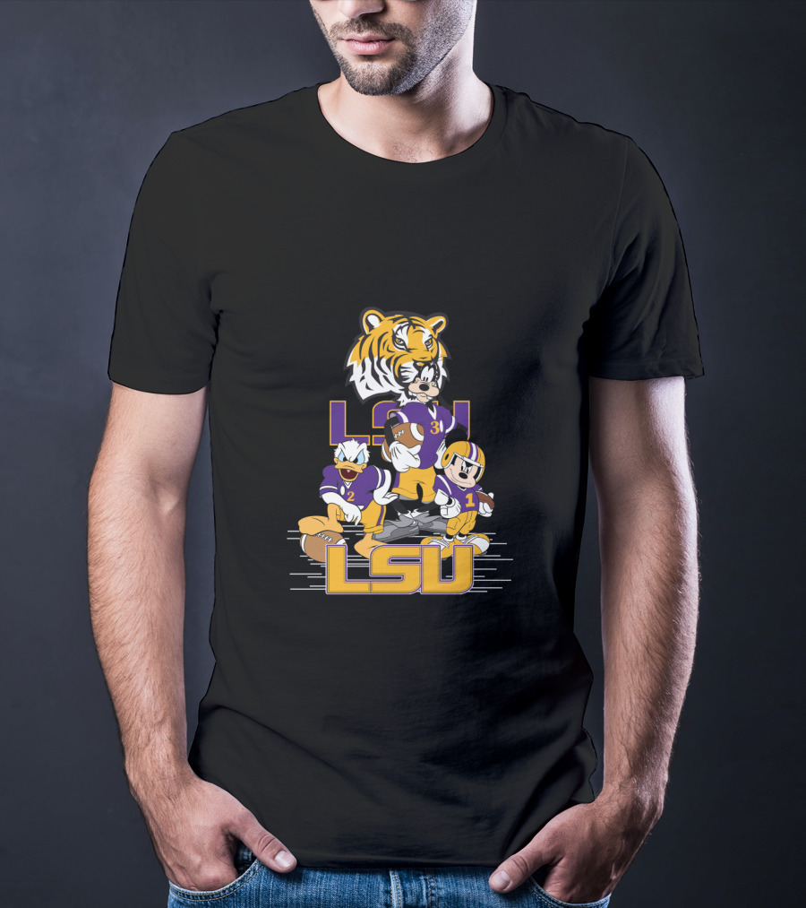 Lsu Tigers Mickey Donald Goofy Football Team Cartoon Characters T-Shirt