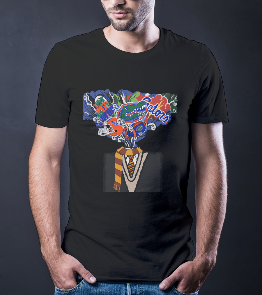 Gators Uf Football Mind-Blowing Art With Florida Team Logos And Scarf T-Shirt