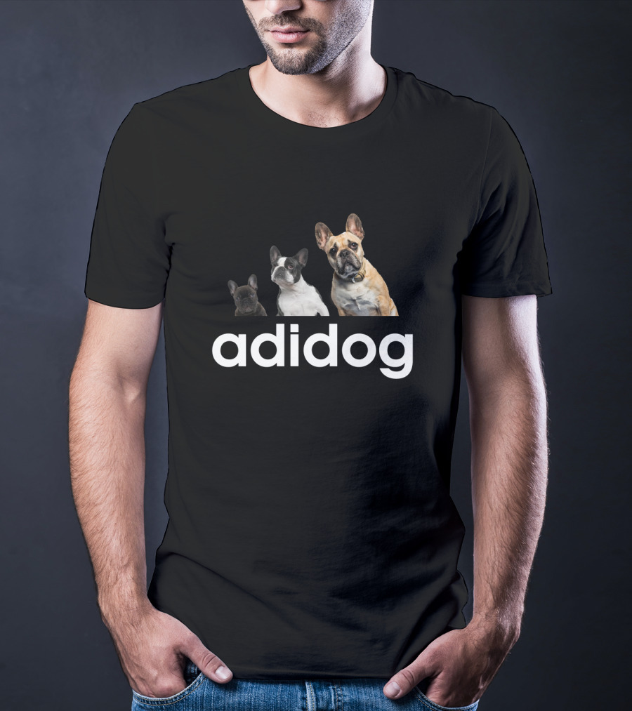 Adidog Bulldog Trio On Black T-Shirt
