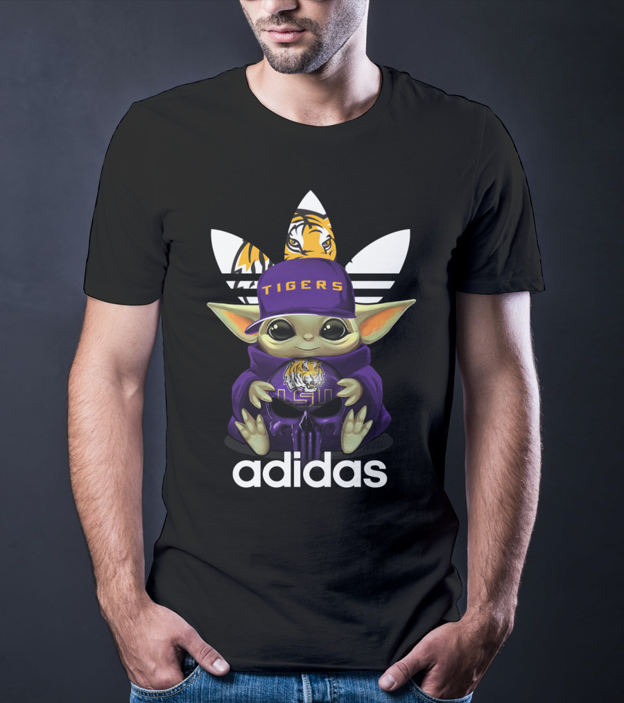 Yoda LSU Tigers Logo With Baby Yoda In Hat T-Shirt