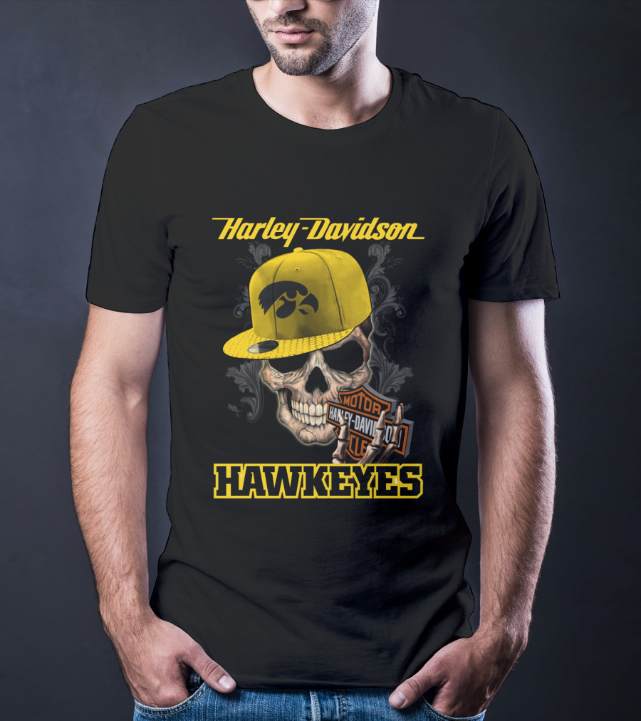 Harley Davidson Skull Iowa Hawkeyes T-Shirt