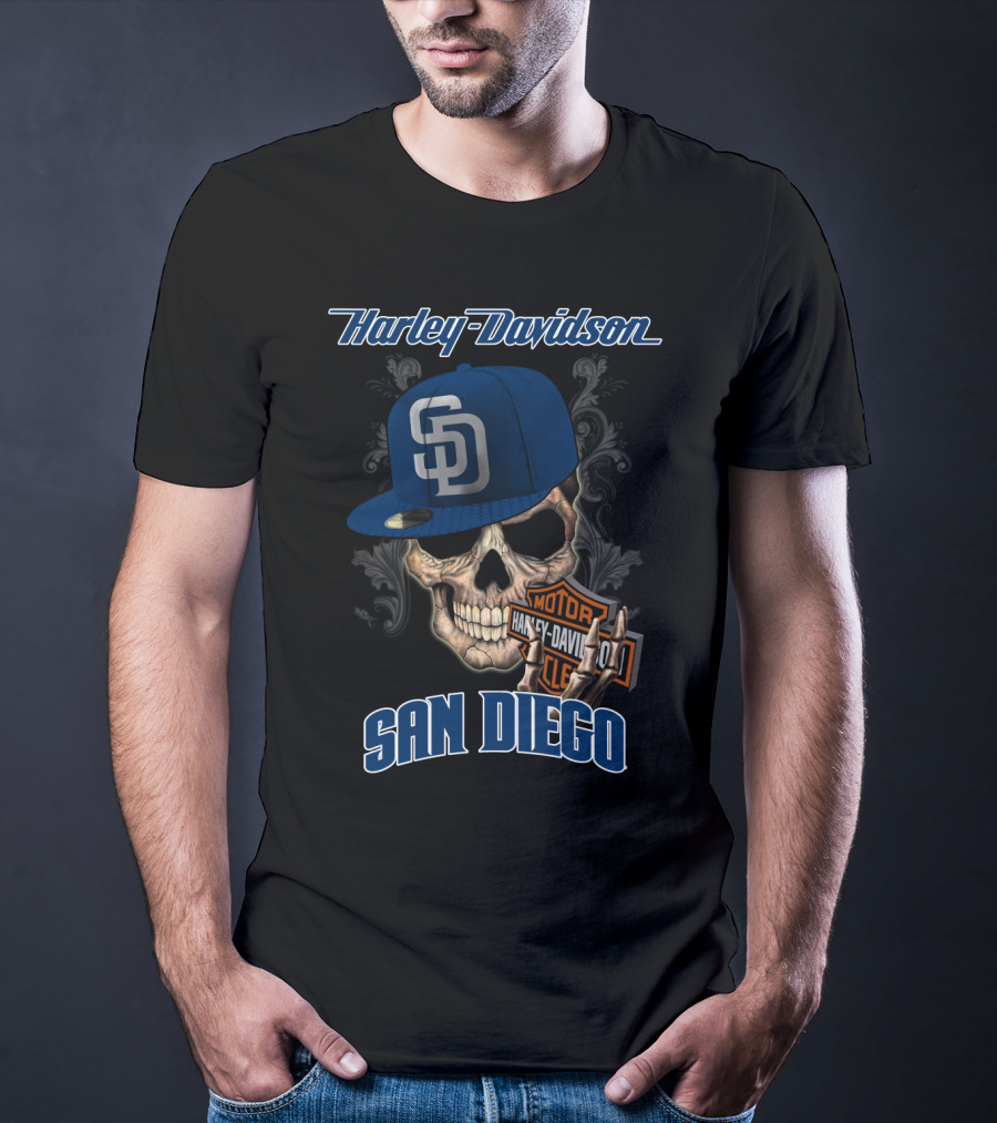 Harley Davidson Skull Sd Cap San Diego T-Shirt
