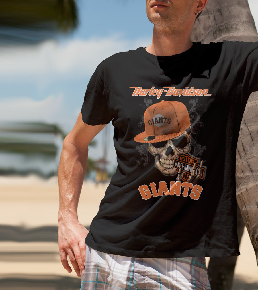 Harley Davidson Giants Skull Cap Motor San Francisco T-Shirt