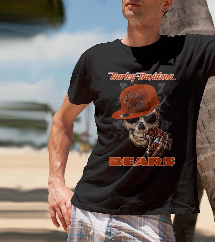 Harley Davidson Chicago Bears Skull T-Shirt