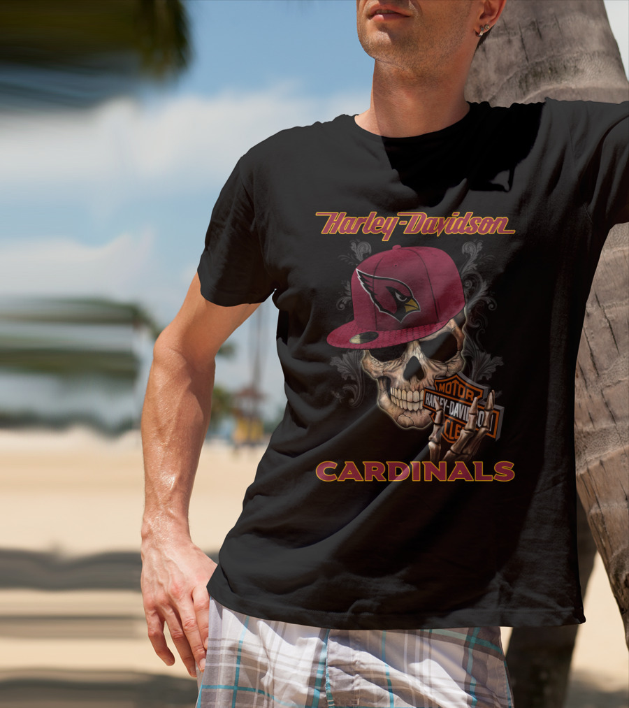 Harley Davidson Skull Arizona Cardinals Hat T-Shirt