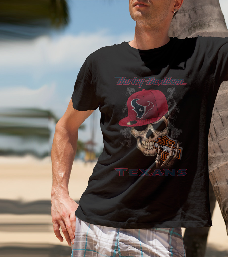 Harley Davidson Skull Houston Texans T-Shirt