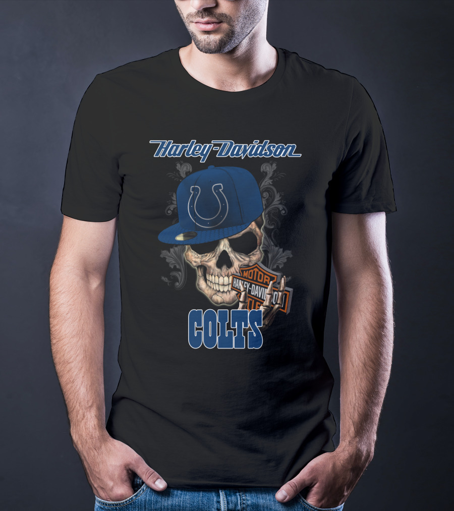 Harley Davidson Colts Skull Indianapolis T-Shirt