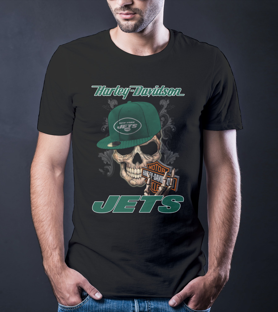 Harley Davidson New York Jets Skull T-Shirt