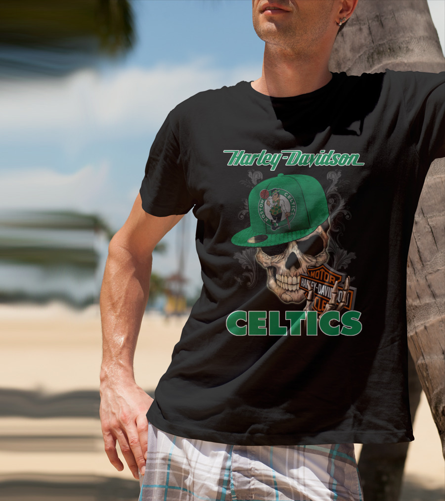 Harley Davidson Boston Celtics Skull Nba1 T-Shirt