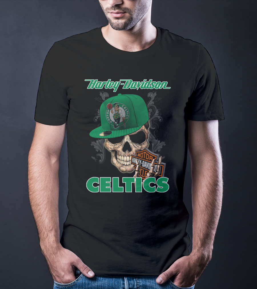 Harley Davidson Boston Celtics Skull Nba1 T-Shirt