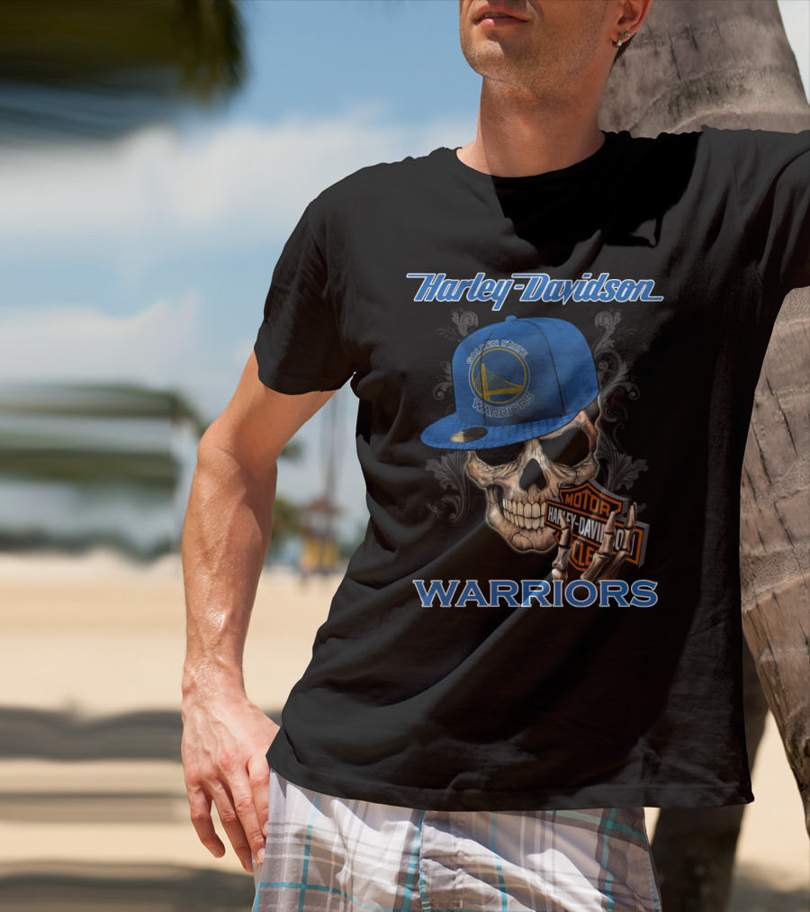 Harley Davidson Motor Skull Golden State Warriors T-Shirt