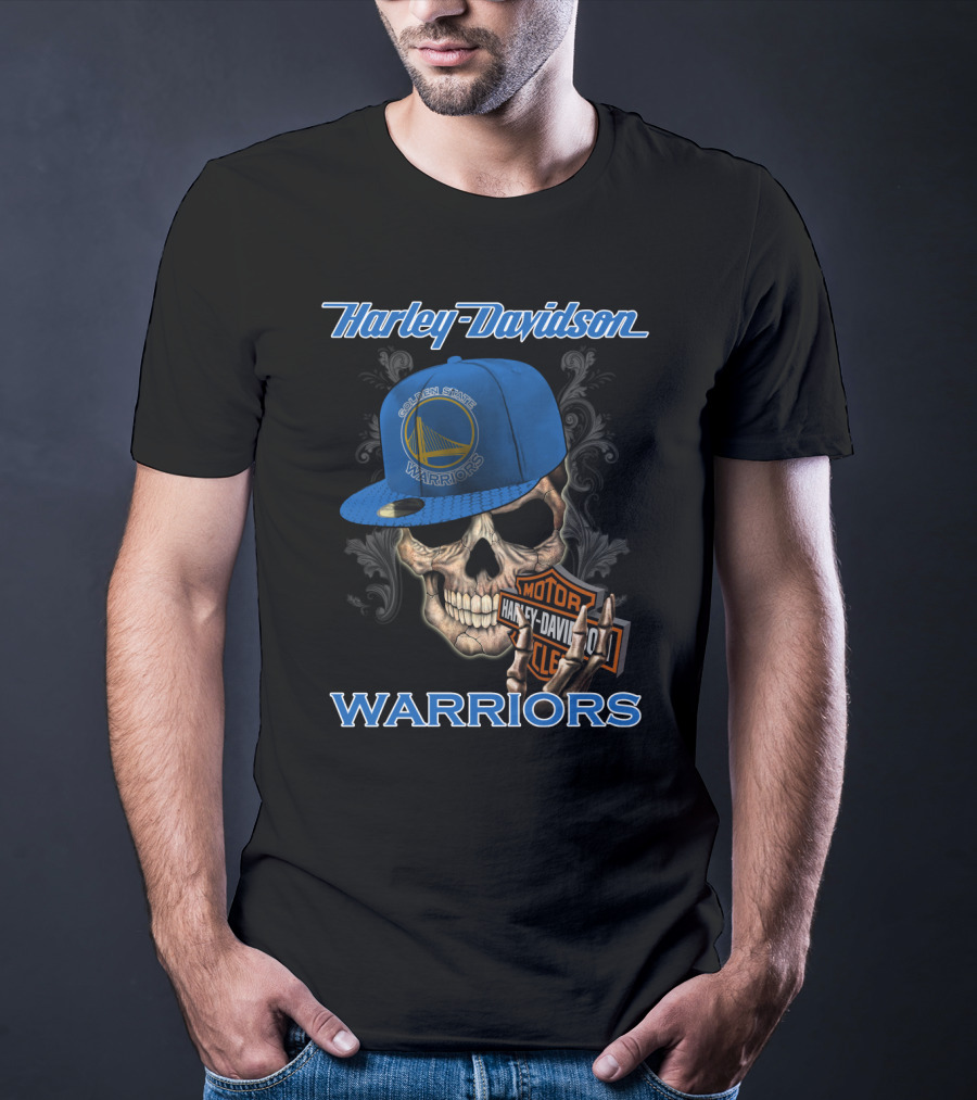 Harley Davidson Motor Skull Golden State Warriors T-Shirt